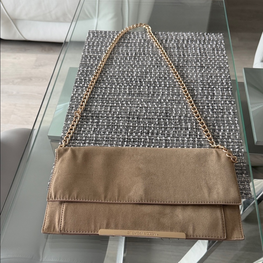 Steve Madden Taupe Shoulder Bag with Gold Chain